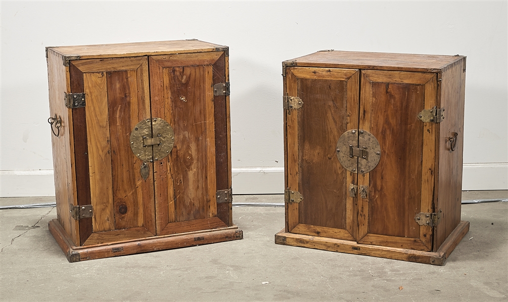 Two Chinese wood cabinets; two