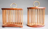 TWO CHINESE WOOD CRICKET CAGES
