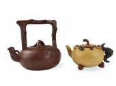 TWO CHINESE YIXING ZISHA TEAPO
