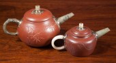 TWO CHINESE ZISHA TEAPOTS, WIT