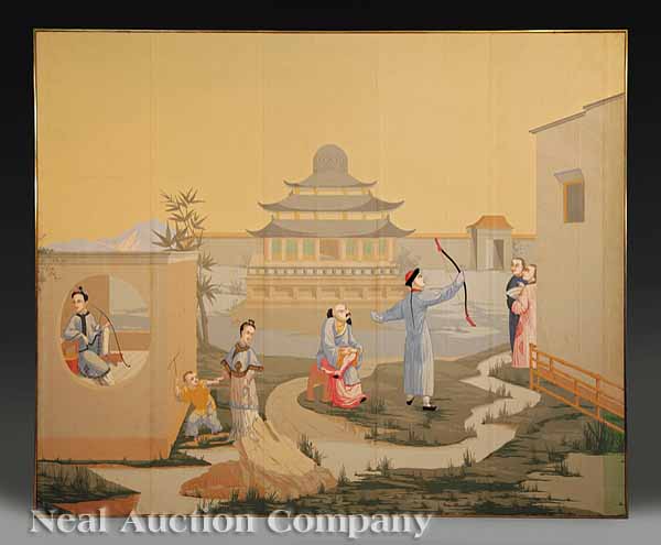 Two Chinoiserie Papier Peinte