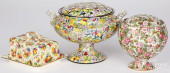 TWO CHINTZ PORCELAIN BULB POTS