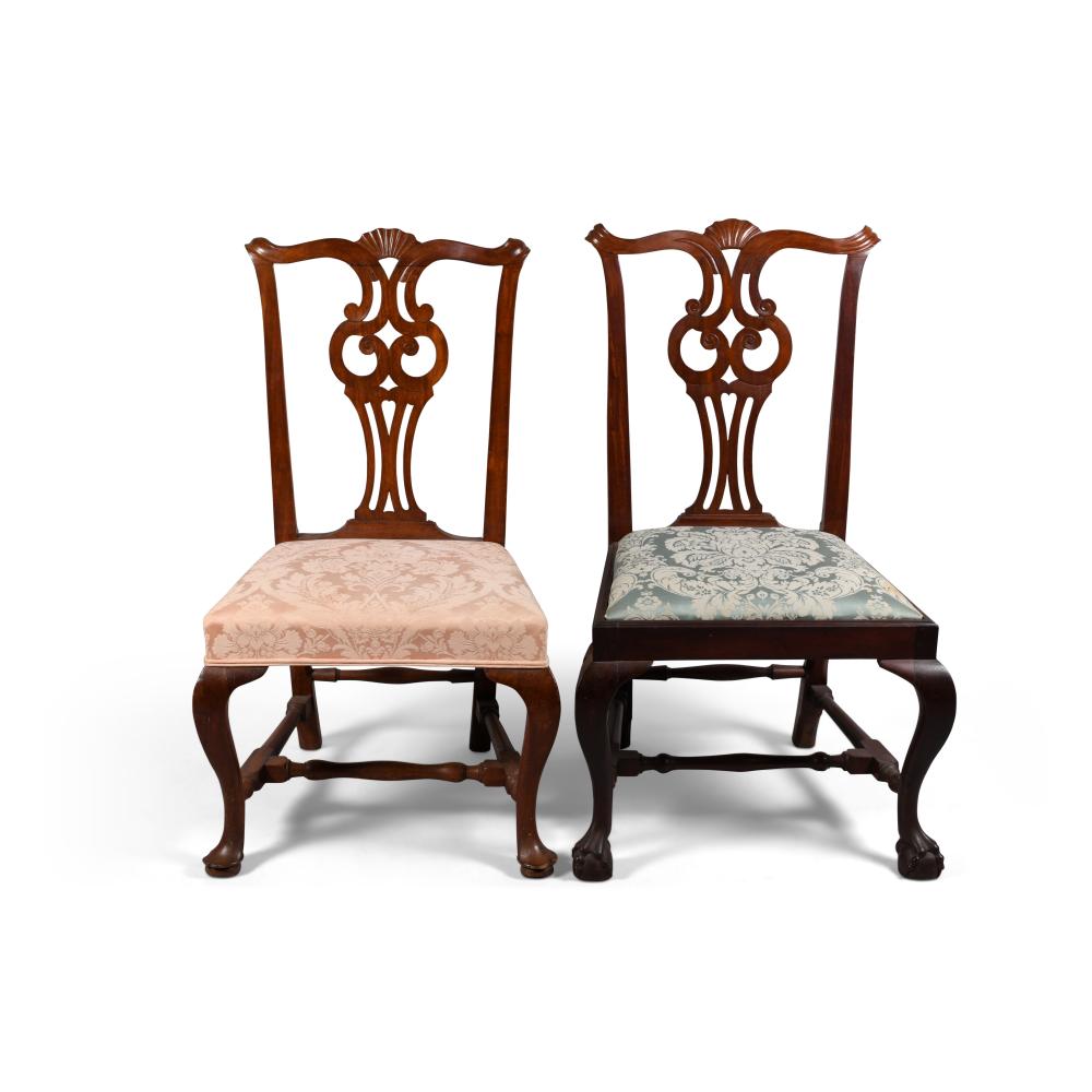 TWO CHIPPENDALE MAHOGANY SIDE