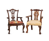 TWO CHIPPENDALE STYLE MAHOGANY