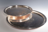 TWO CHRISTOFLE ALBI ROUND TRAY