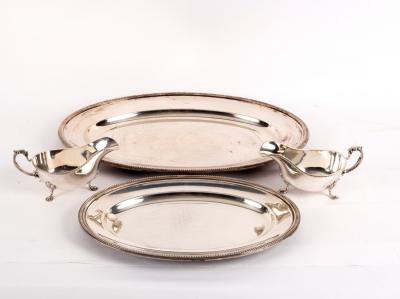 Two Christofle plated meat plates