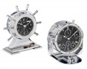 TWO CHROME DESK CLOCKSTwo chro