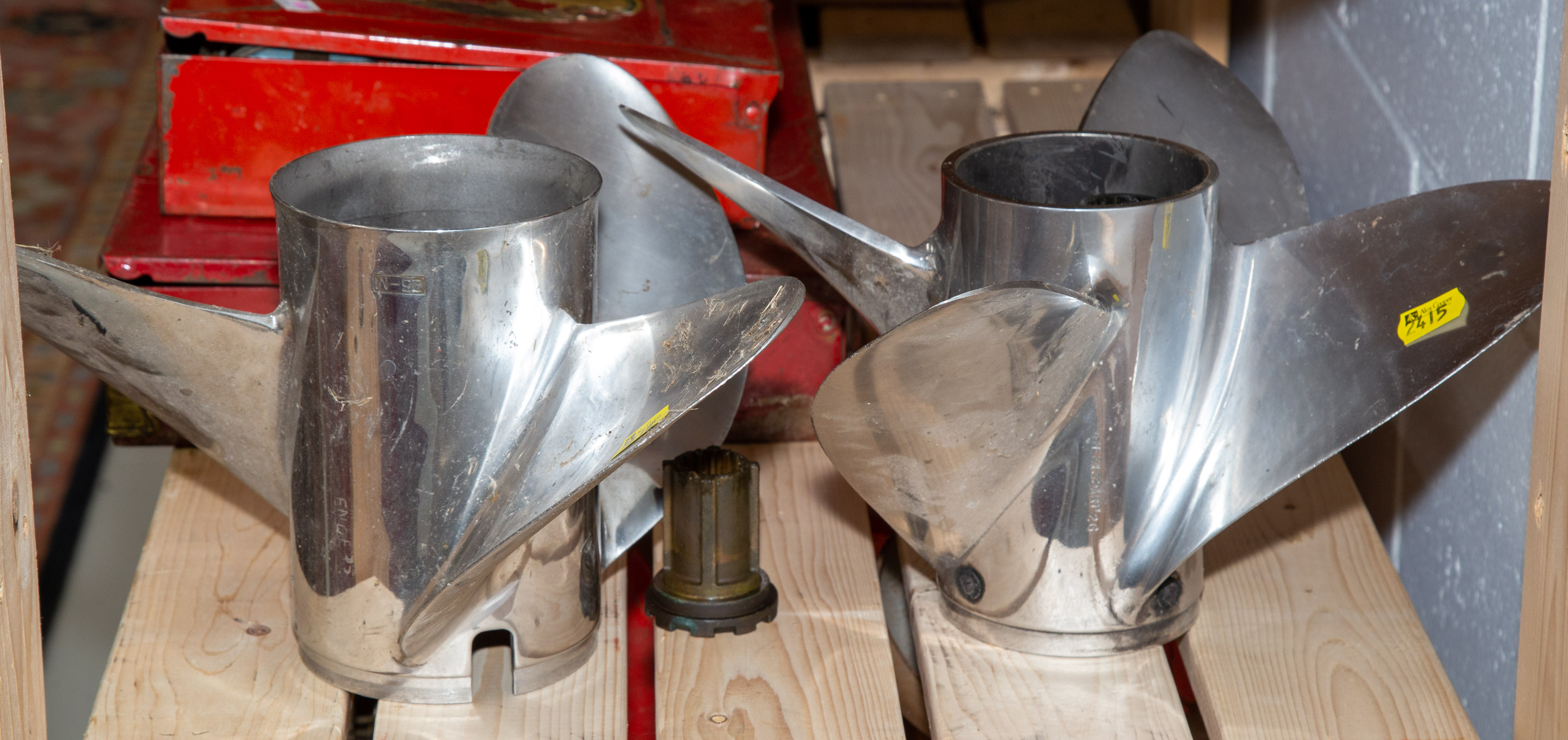 TWO CHROME PLATED MARINE PROPELLERS