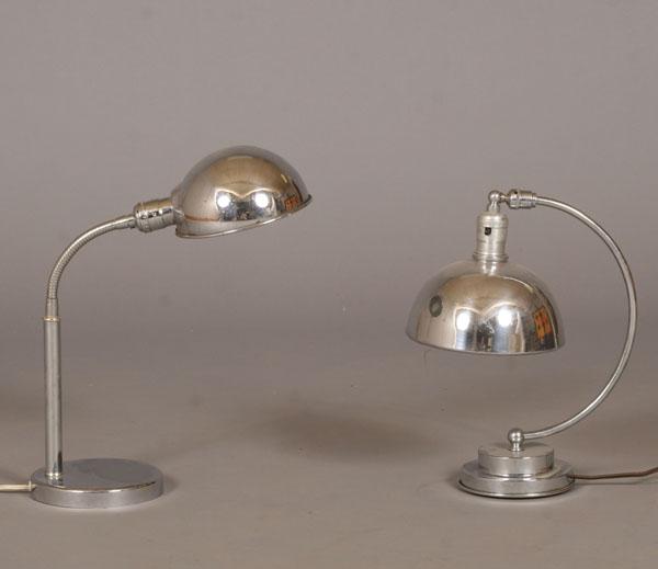Two chrome student lamps; both with