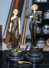 TWO "CHRYSELEPHANTINE" BRONZE