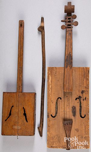 TWO CIGAR BOX FOLK ART VIOLINS, CA.