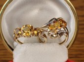 TWO CITRINE, DIAMOND AND YELLO