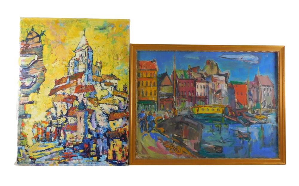 TWO CITYSCAPE PAINTINGS: THE FIRST,