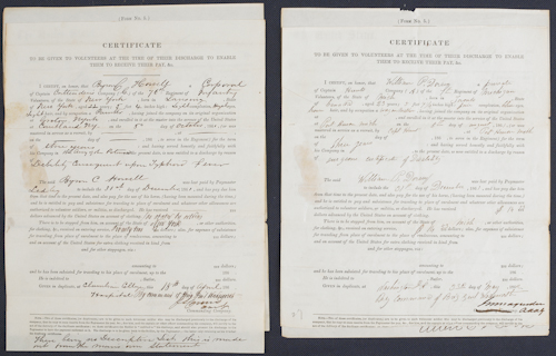 Two Civil War certificates of
