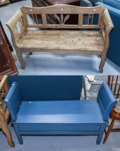 TWO CLASSICAL STYLE PINE BENCH