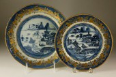 TWO CLOBBERED CANTON PLATES, L