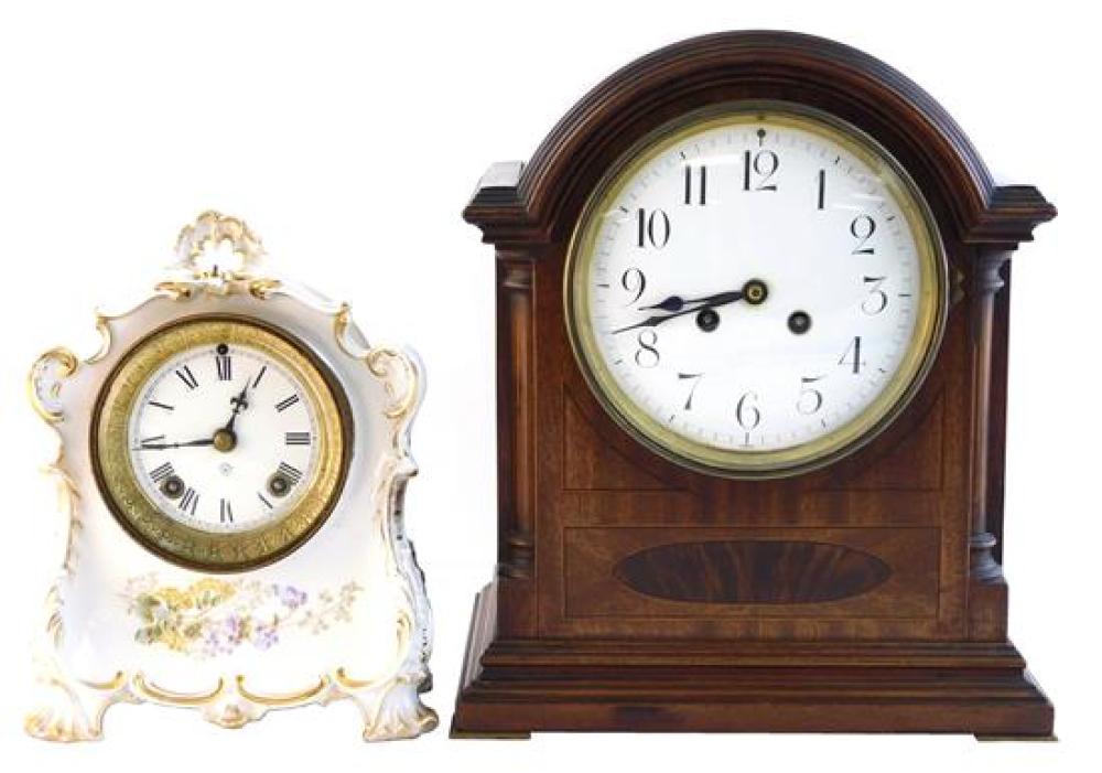 TWO CLOCKS: ANSONIA CHINA CLOCK,