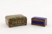 TWO CLOISONNE BOXES, YELLOW GR