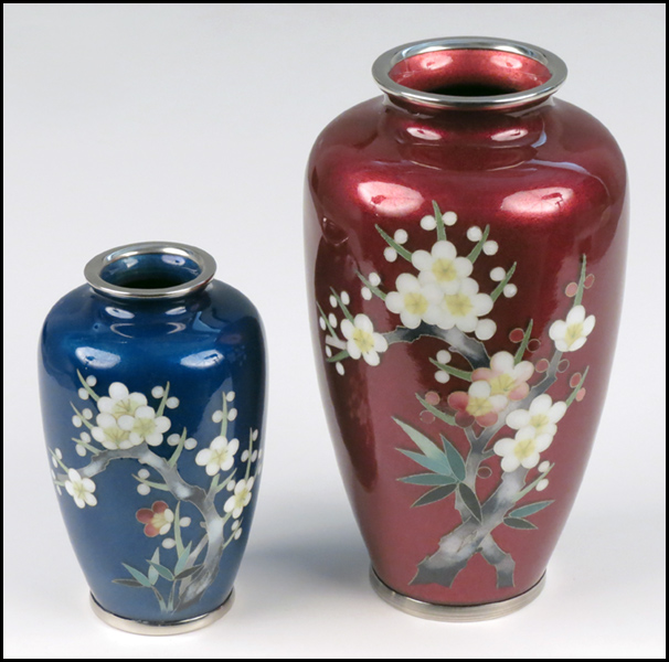 TWO CLOISSONE VASES. Condition: