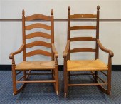 TWO CLORE WALNUT RUSH SEAT ARM