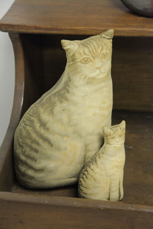 TWO CLOTH CAT DOLLS. American  late