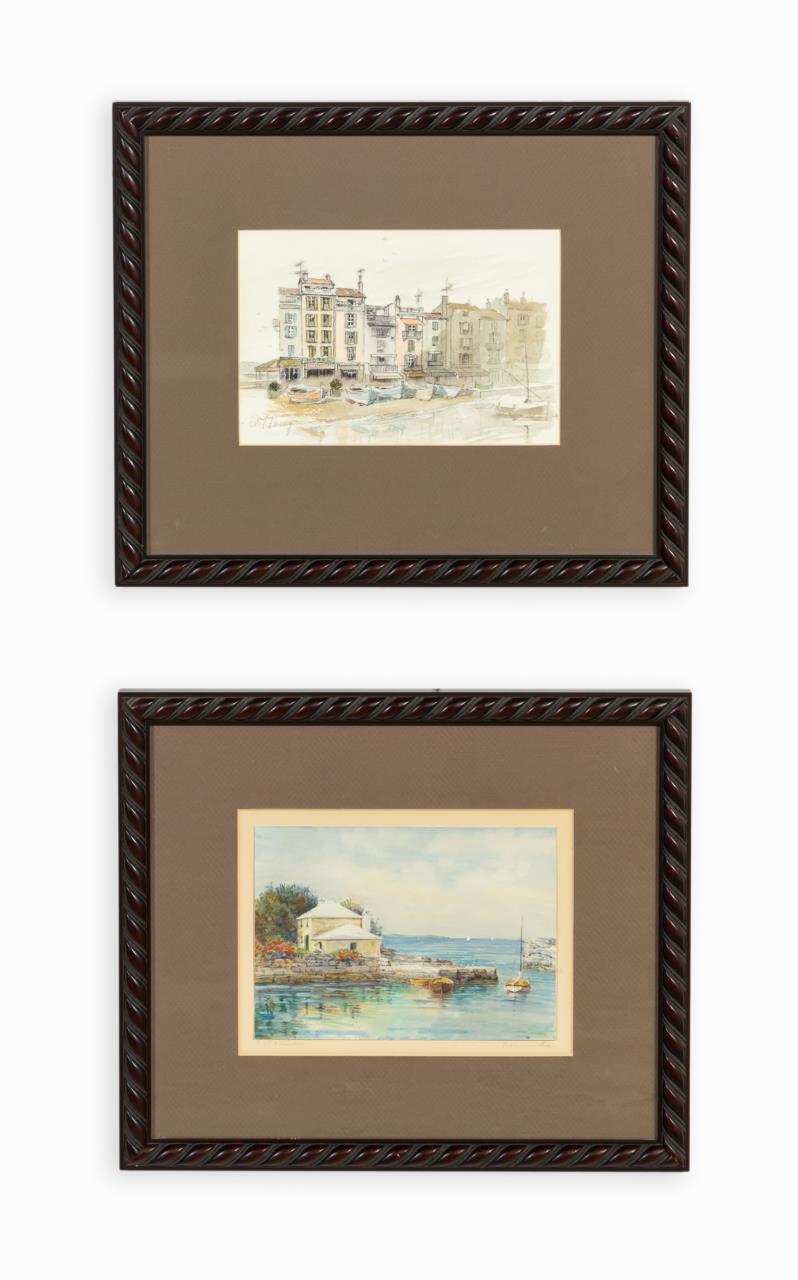 TWO COASTAL WATERCOLORS BY