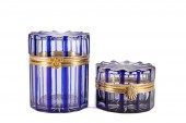 TWO COBALT CUT TO CLEAR BOXES,