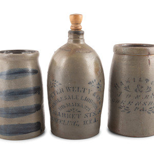 Two Cobalt-Decorated Stoneware