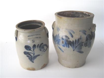 Two cobalt-decorated stoneware