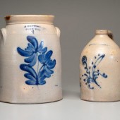 Two Cobalt Decorated Stoneware