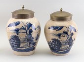 TWO COBALT-GLAZED STONEWARE TO