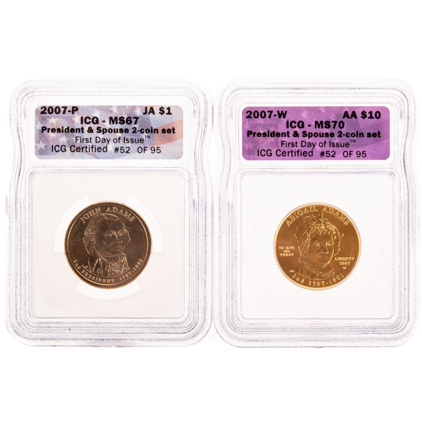 TWO COIN BOXED SET OF ADAM'S