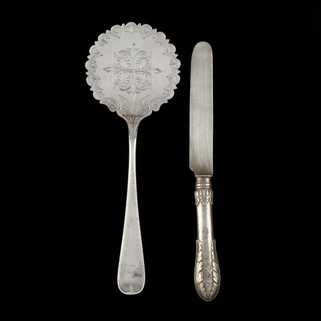 TWO COIN SILVER FLATWARE ITEMS