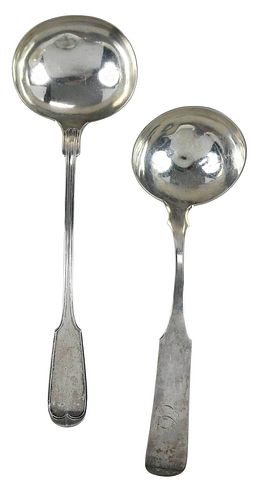 TWO COIN SILVER LADLES, ONE JAMES