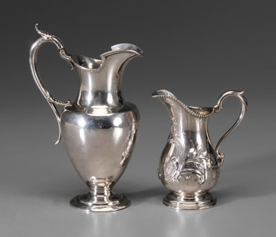 Two Coin Silver Pitchers