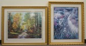TWO COLOR PRINTS, A FALL SCENE