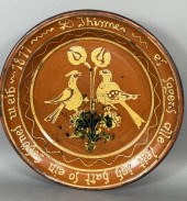 TWO COLOR SLIPWARE FOLK ART BO