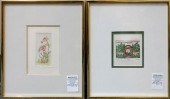 TWO COLORED ETCHINGS AND A COL