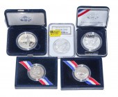 TWO COMMEMORATIVE HALVES & THR