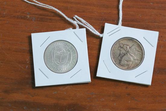 TWO COMMEMORATIVE SILVER HALF
