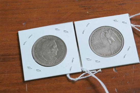 TWO COMMEMORATIVE SILVER HALF