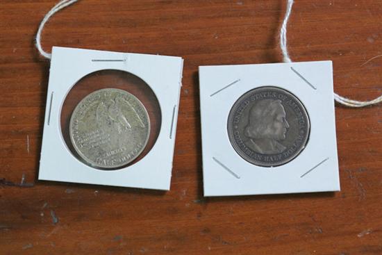 TWO COMMEMORATIVE SILVER HALF