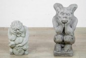 TWO CONCRETE FIGURAL GARDEN ST