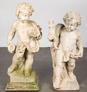 TWO CONCRETE LAWN STATUES OF C