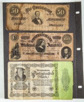 TWO CONFEDERATE NOTES & ONE 19