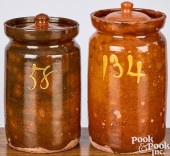 TWO CONNECTICUT REDWARE APOTHE