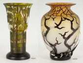 TWO CONTEMPORARY ART GLASS VAS