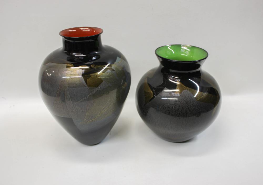 TWO CONTEMPORARY ART GLASS VASESTWO