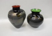 TWO CONTEMPORARY ART GLASS VAS