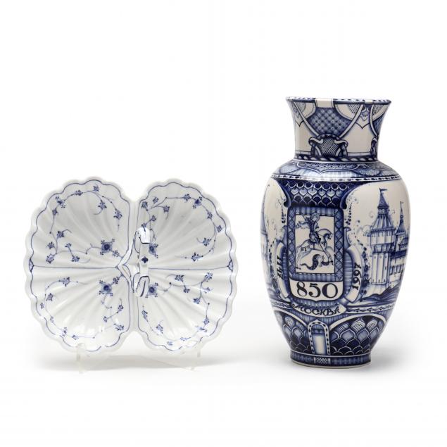 TWO CONTEMPORARY BLUE AND WHITE